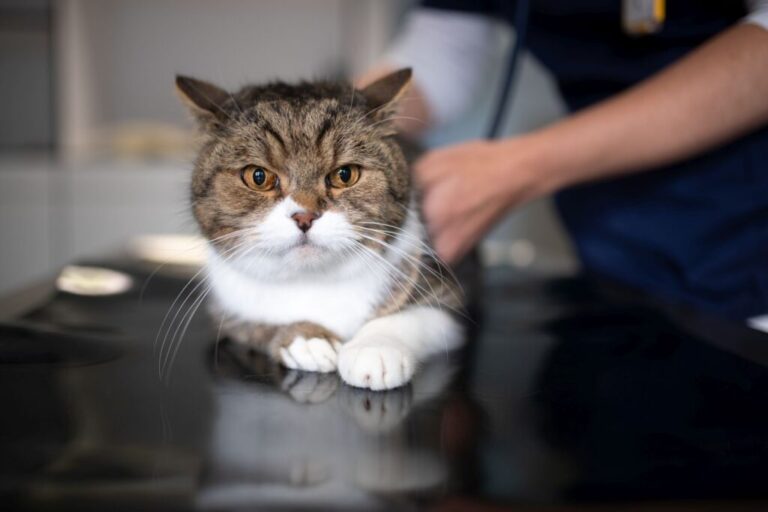 gato a ser examinado por veterinário